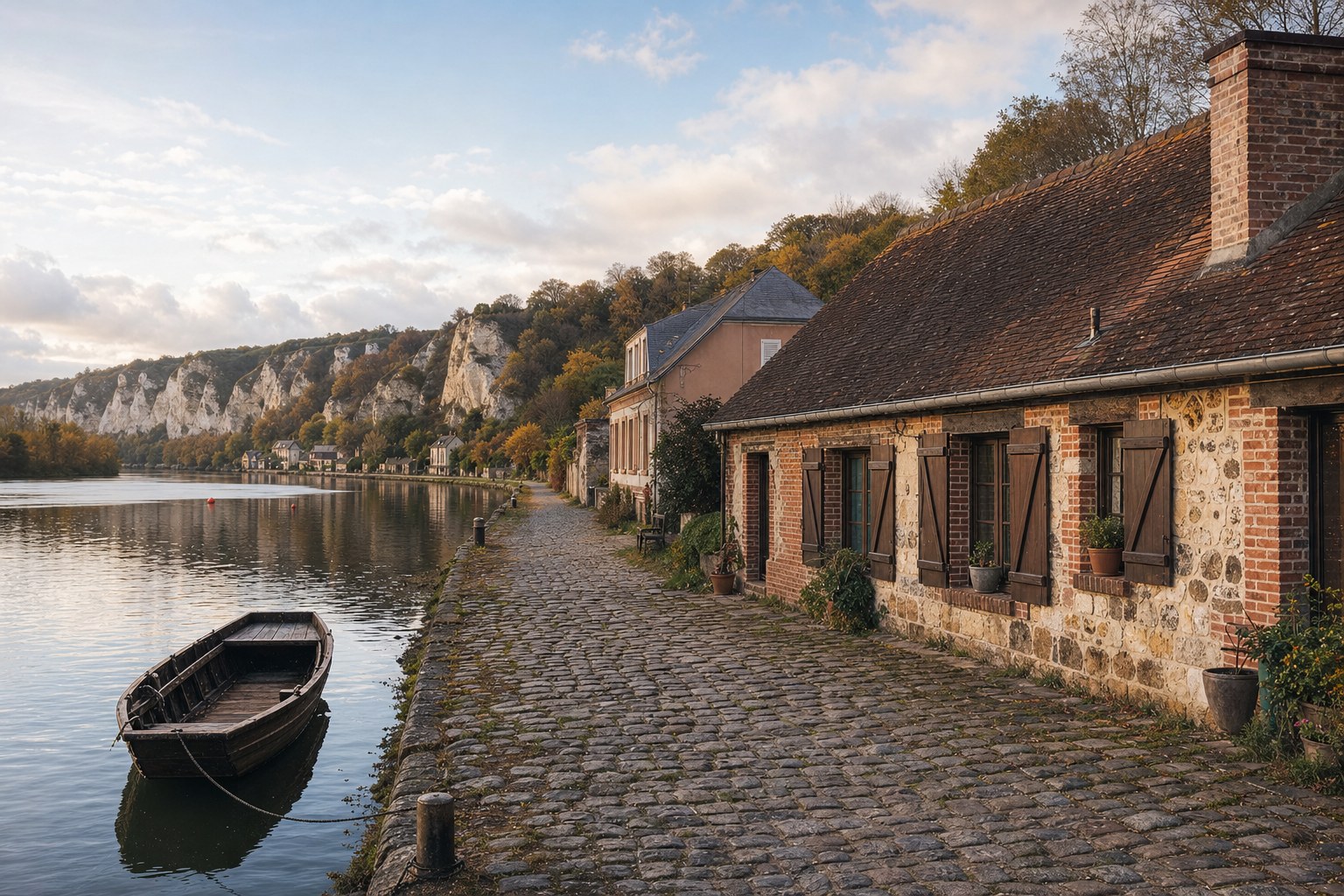 Léry-Poses : maison de marinier au bord de la Seine